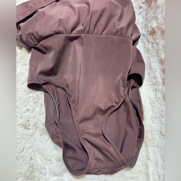 Maxine of Hollywood Bathing Suit Sz 14 Swim Dress Padded Blue Floral One Piece - Picture 11 of 17